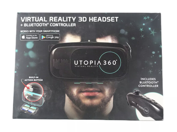 ReTrak UTOPIA 360 VIRTUAL REALITY 3D HEADSET + BLUETOOTH CONTROLLER