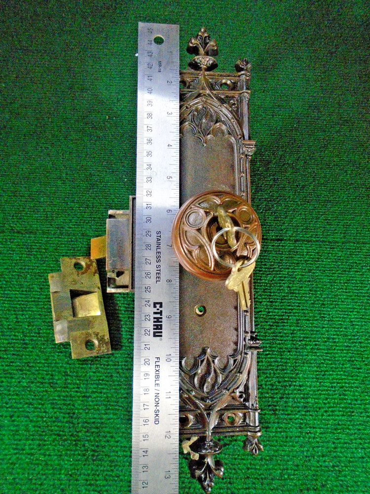 RARE CORBIN 'AMIENS' GOTHIC ENTRY LOCK w/KEYS - 1899 - FULLY RESTORED (14052)