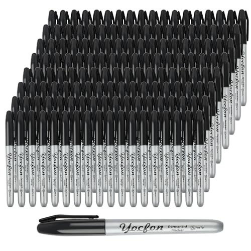 Permanent Markers Bulk, 144 Count Black Permanent Markers Set, Fine Tip,