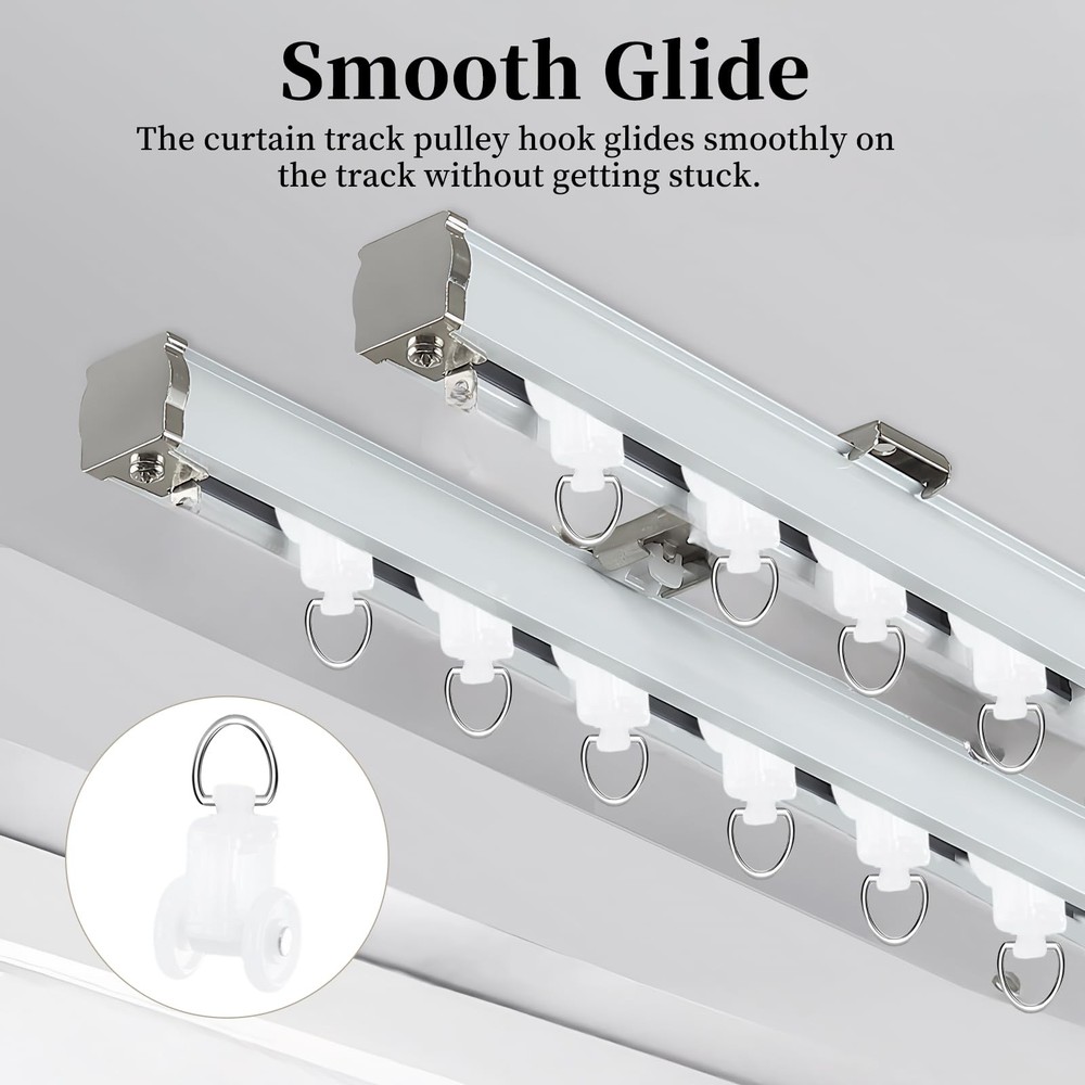100 PCS Curtain Track Glider Rollers Plastic Rail Runners Mute Wheel Ceiling