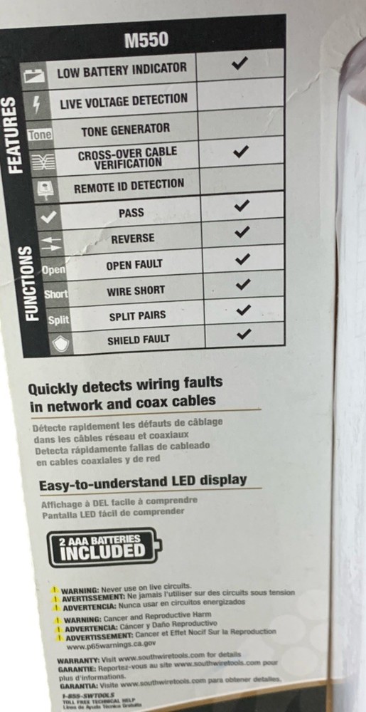 Southwire TESTER, M550 CONTINUITY FOR DATA, COAX Original Version