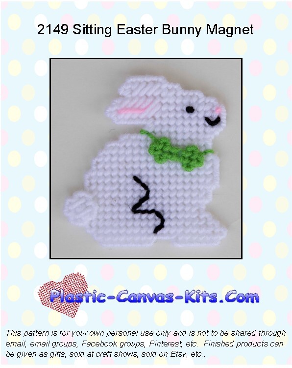 Sitting Easter Bunny Magnet-Plastic Canvas Pattern/Kit