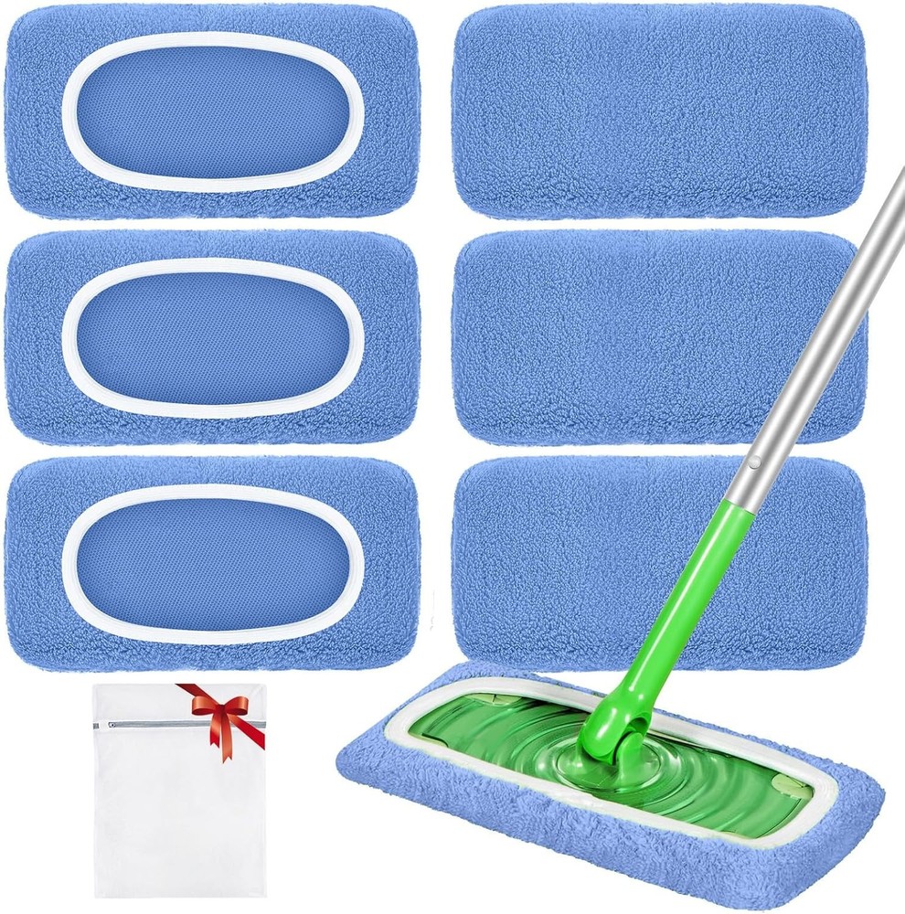 Reusable Mop Pads Compatible with Swiffer Sweeper Mop, Microfiber Dry Sweeping C