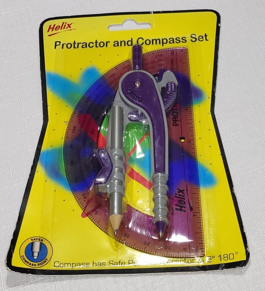 Helix Protractor Compass Set School Math Geometry Drawing Art, New