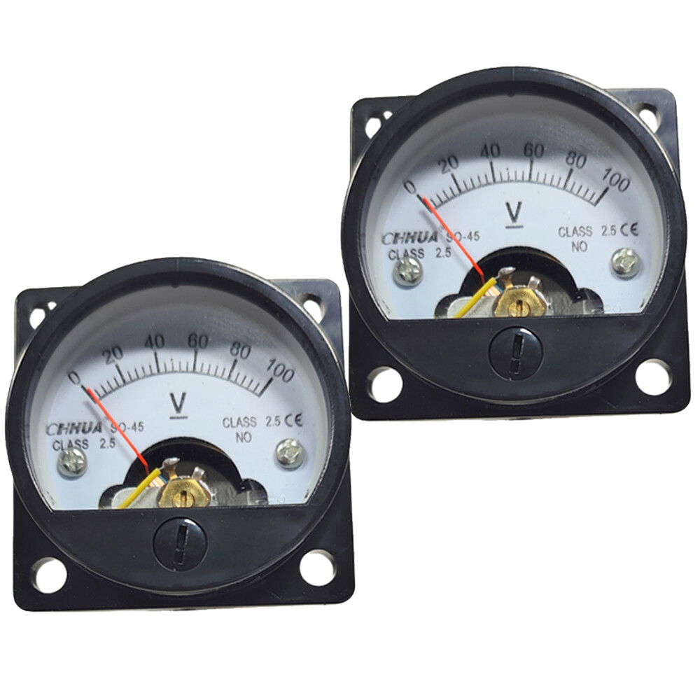 DC 0-100V Analog Voltmeter Analogue Voltage Panel Meter SO45 Directly Connect 2x