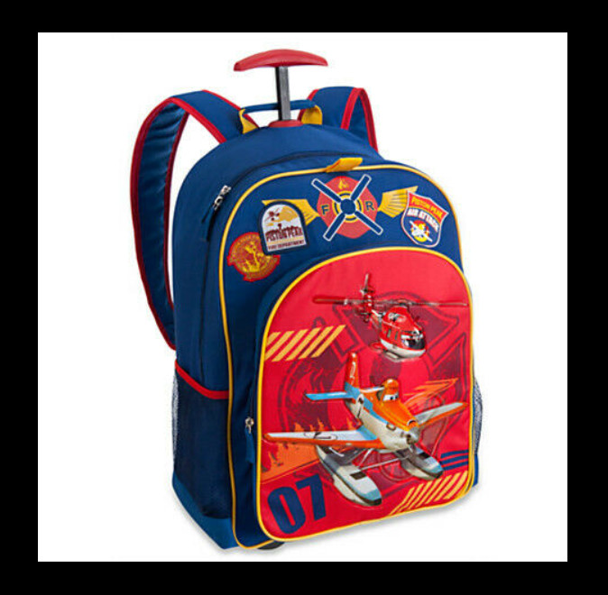 Disney Store Authentic Planes Fire & Rescue Rolling Backpack - New