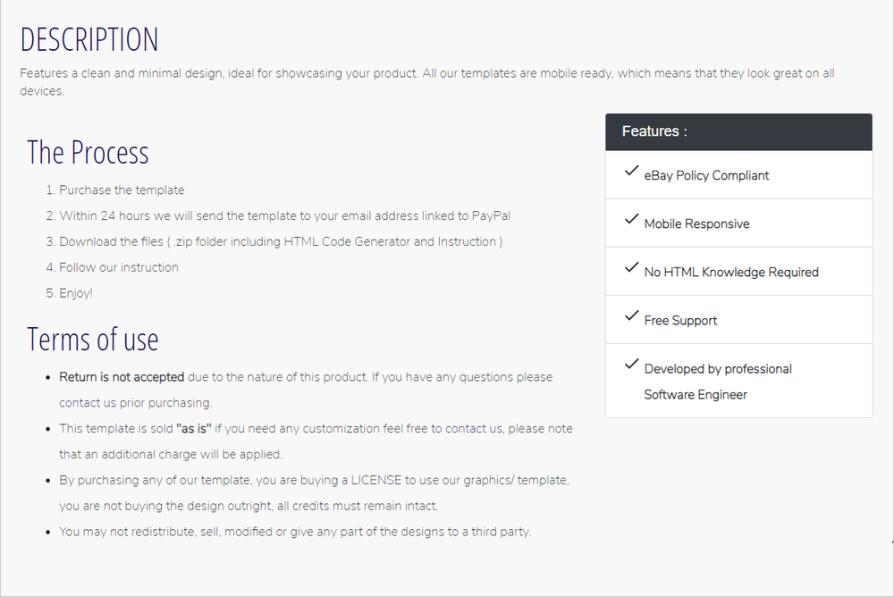 Mobile Responsive ebay Listing Template 2023 | HTTPS Secured Compliant