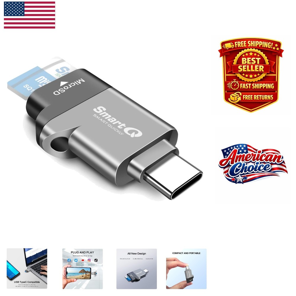 Versatile Type-C MicroSD Reader for Mac, Windows, Android - Ultra Compact Design