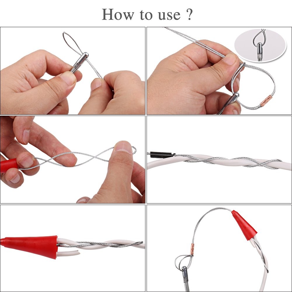 Fish Tape Wire Puller Through Wall Wire Threader Fish plus Fish Cable Fastene...