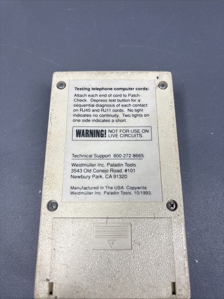WEIDMULLER PALADIN TOOLS PATCH CHECK 1529 RJ45 RJ11 TESTER