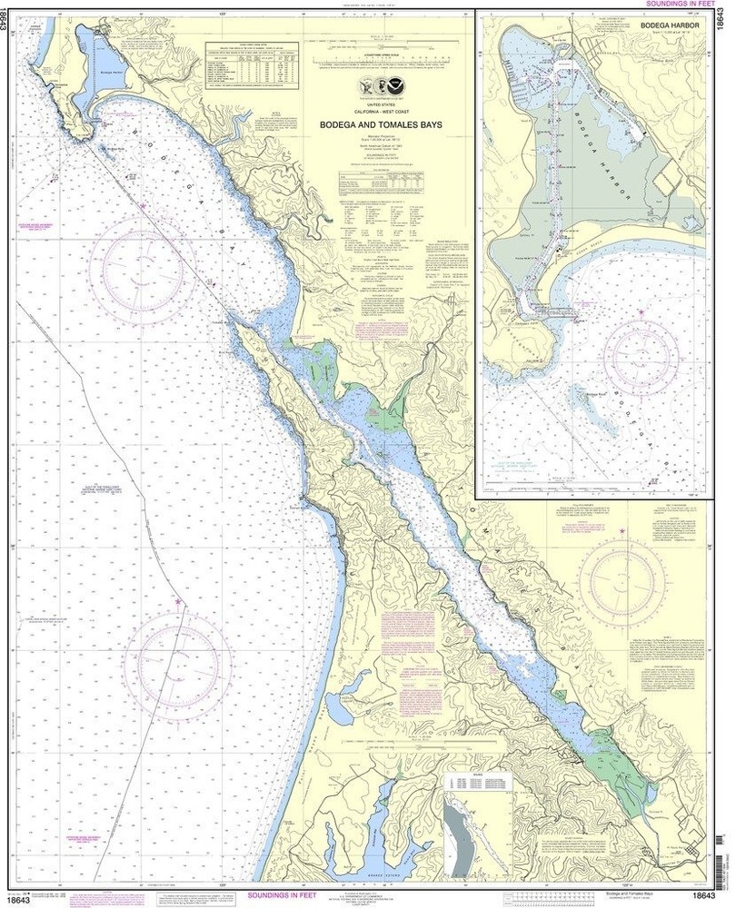 NOAA Chart Bodega and Tomales Bays; Bodega Harbor 18th Edition 18643