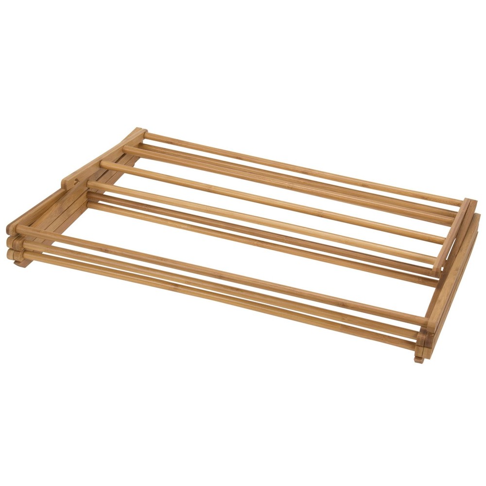 Bamboo Folding Clothes Drying Rack, Upscale Laundry Rack with 11 Dowels, Envi...
