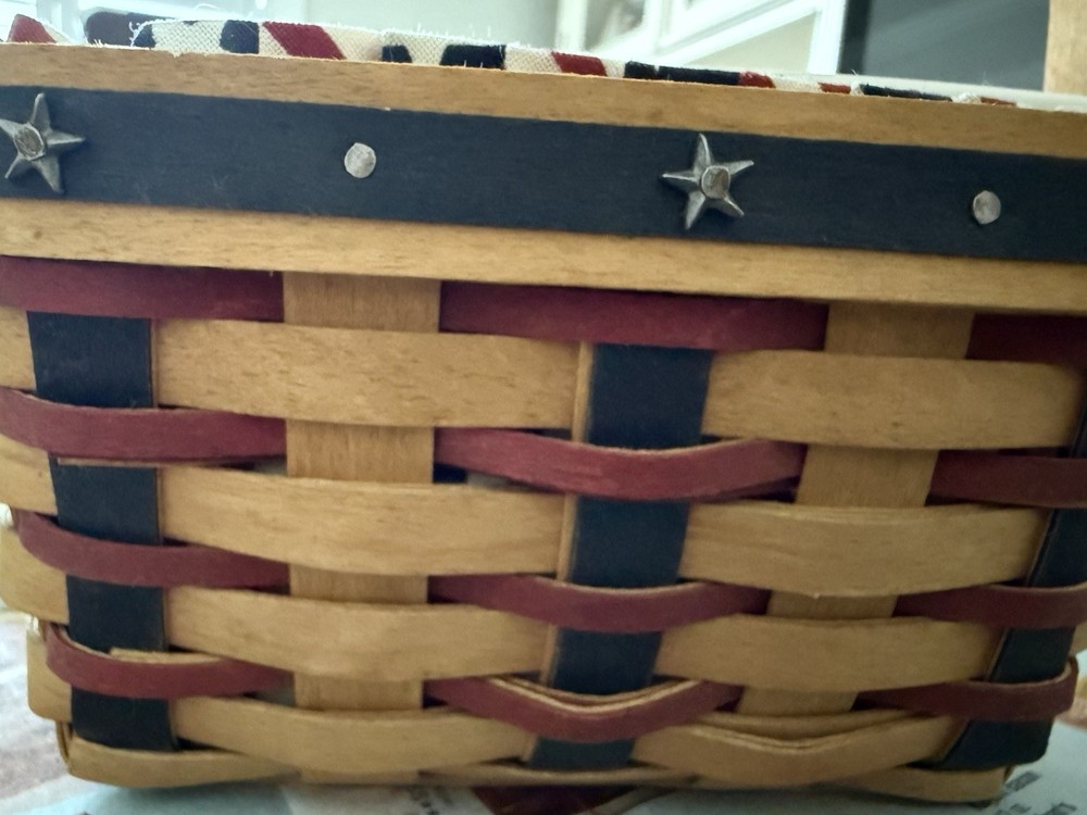Longaberger Small Rectangular Basket Liner & Divided Protector Red White Blue 20