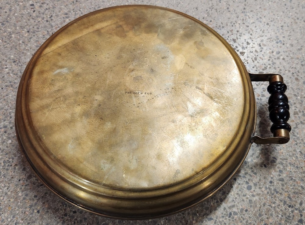 Antique Brass Round Bed Foot Warmer Container