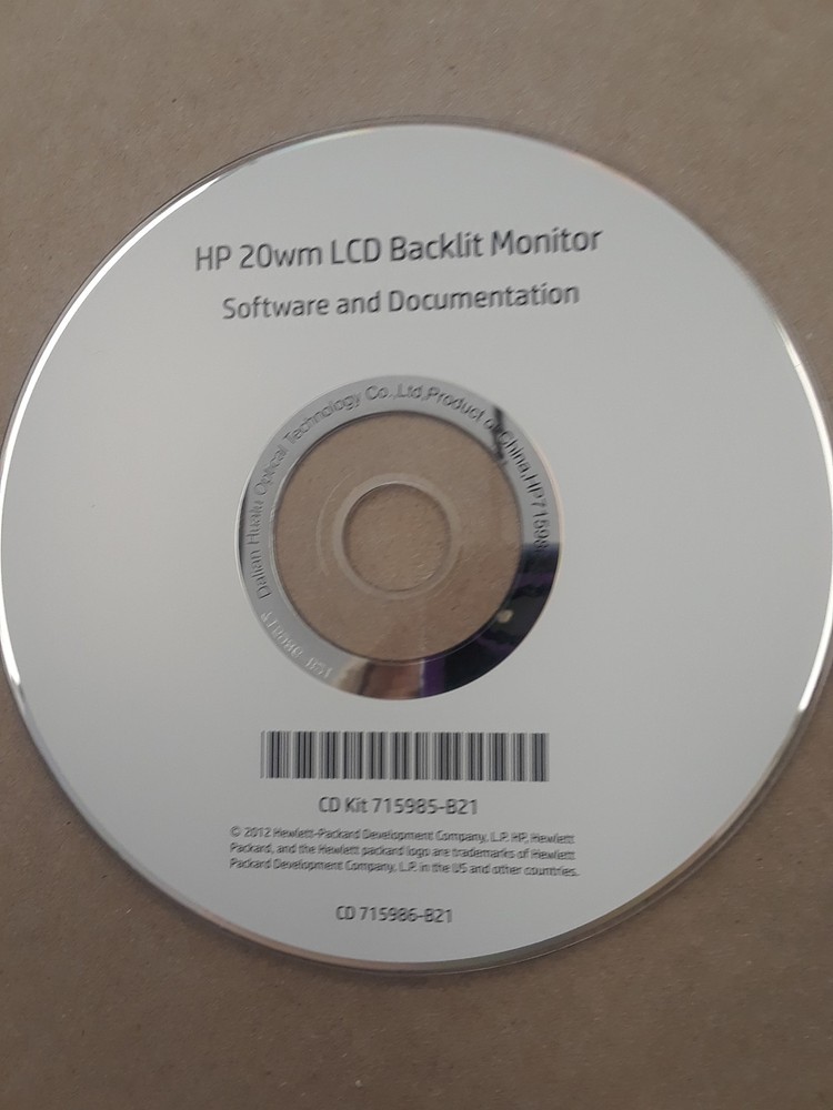 HP 20wm LCD Backlit Monitor Software and Docmentation CD 2012
