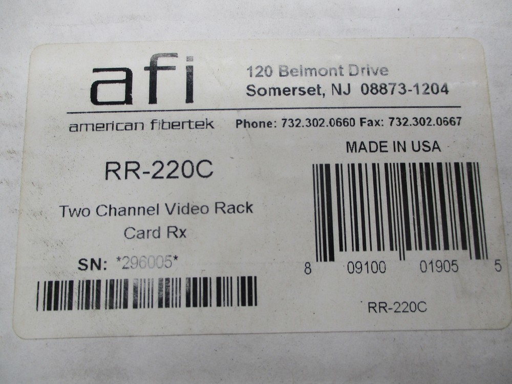 AFI RR-220C TWO CHANNEL VIDEO RACK NSMP