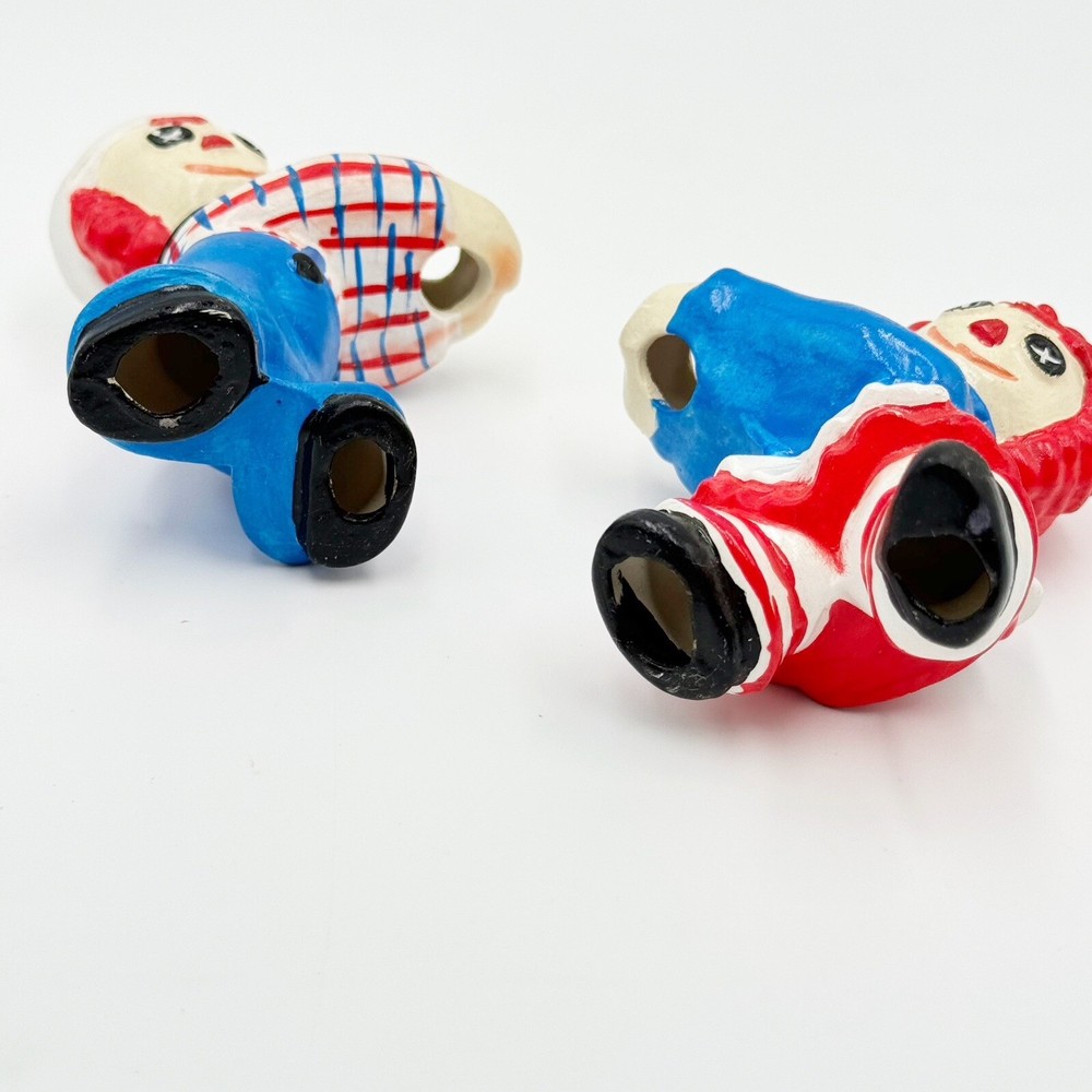 Vintage Ceramic Raggedy Ann & Andy Macrame Beads