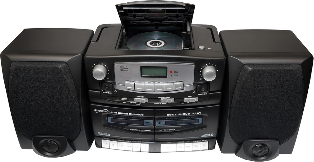 Black Edition Vintage Bluetooth Stereo System Home Music Audio System,Cd/Mp3 Pla