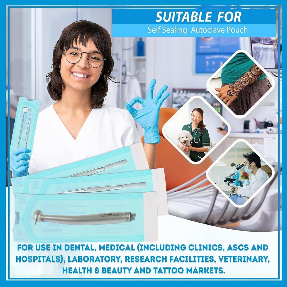 3 1/2" x 10" Self-Sealing Sterilization Pouch 200/Box