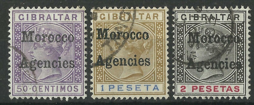 MOROCCO AGENCIES QV 1898 HIGH VALUES USED