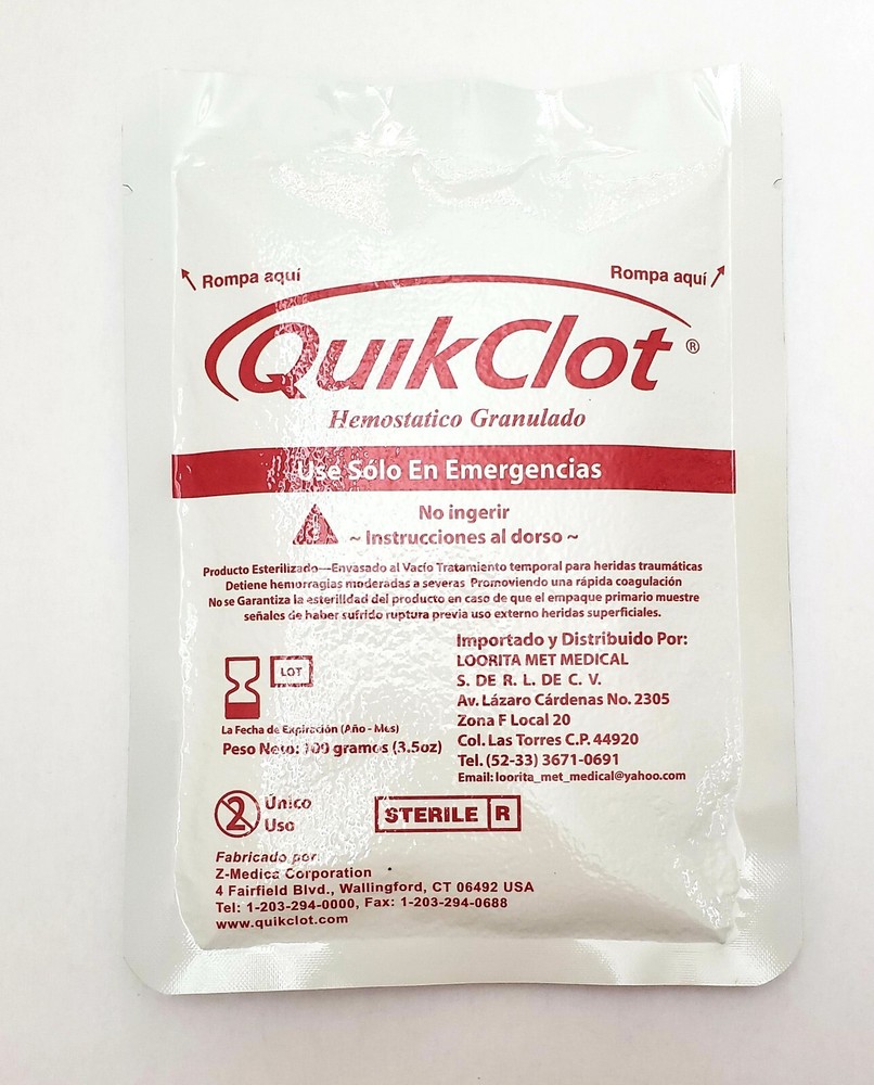 QuikClot Big Package 100g (3.5oz) Stops Bleeding Fast!