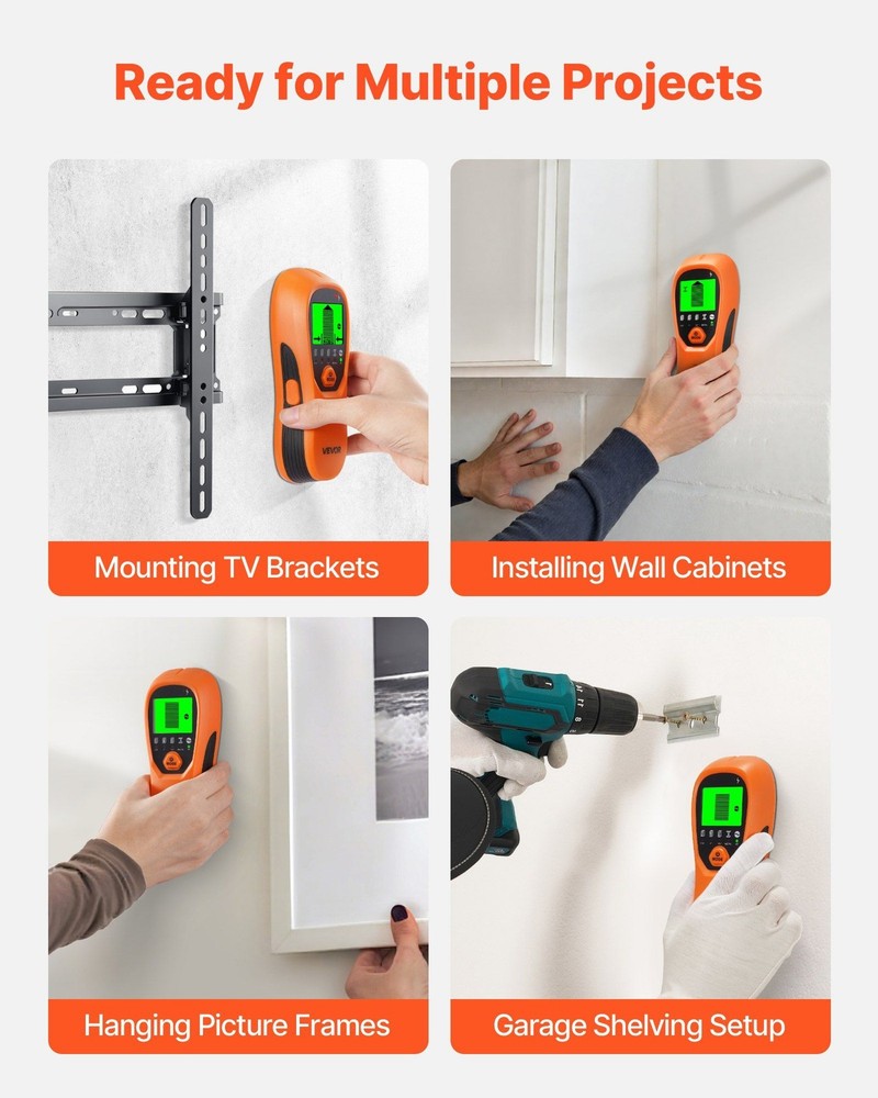 Accurate 5-in-1 Wall Stud Finder for DIY Home Installation Projects