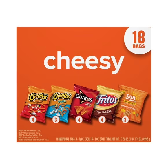 Frito-Lay Cheesy Snack Chips Variety Pack, 18 Count Multipack Box New