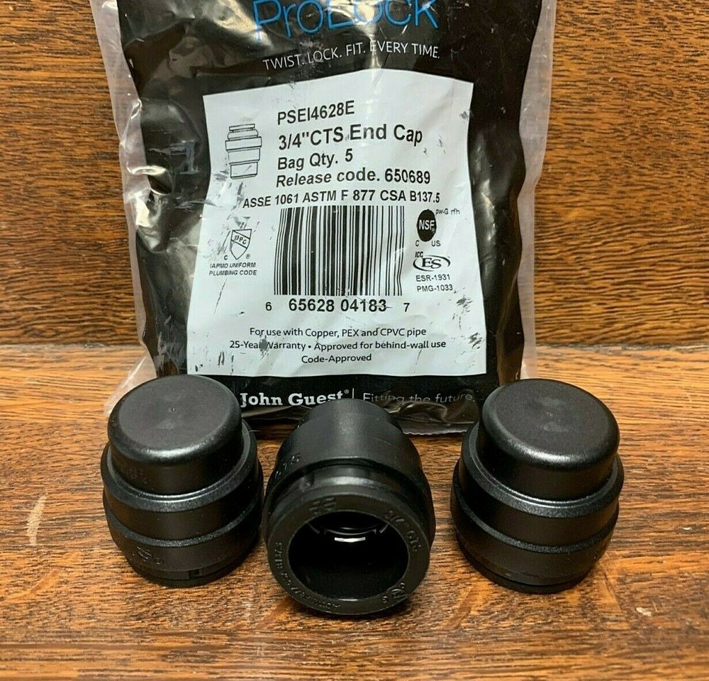 John Guest ProLock PSEI4628E End Cap, 3/4" CTS