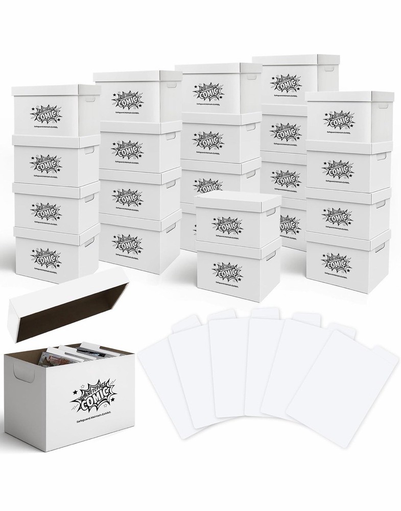 PlanetSpace Comic Book Storage Boxes 22-Pack w/ Dividers Dust-Proof Acid-Free