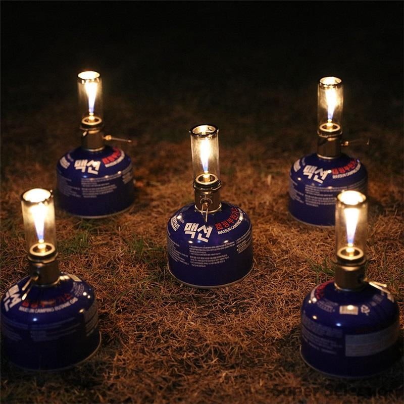 Portable Gas Lantern Windproof Adjustable Flame Ultralight For Camping Hiking