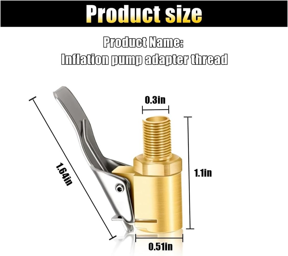 2-Pack Brass Tire Air Chuck, Locking Quick Connect Inflator Hose Adapter