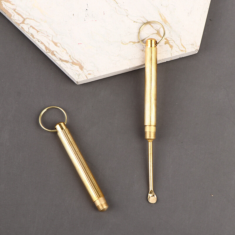 1x Multi-function Mini Gold Ear Pick Spoon Pocket Keyring Little Shovel Keychain