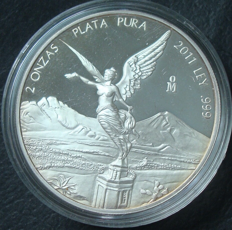MEXICO RARE 2 Onzas SILVER Proof .999 2011 UNC