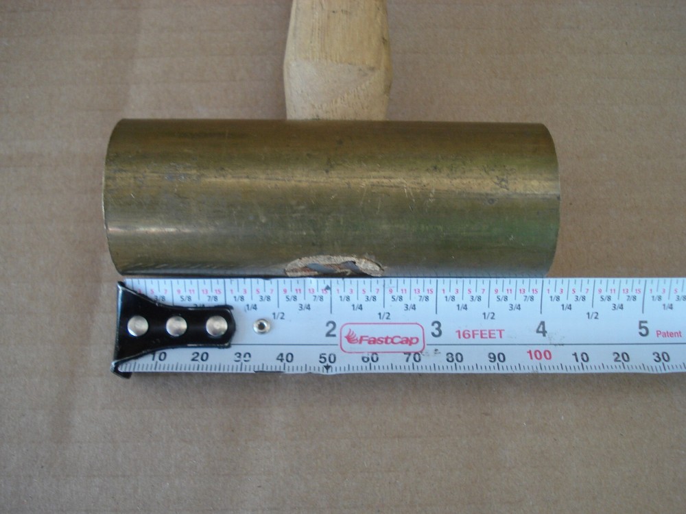 Vintage 2 Lb. Solid Brass Dead Blow No Spark Hammer Hickory Handle