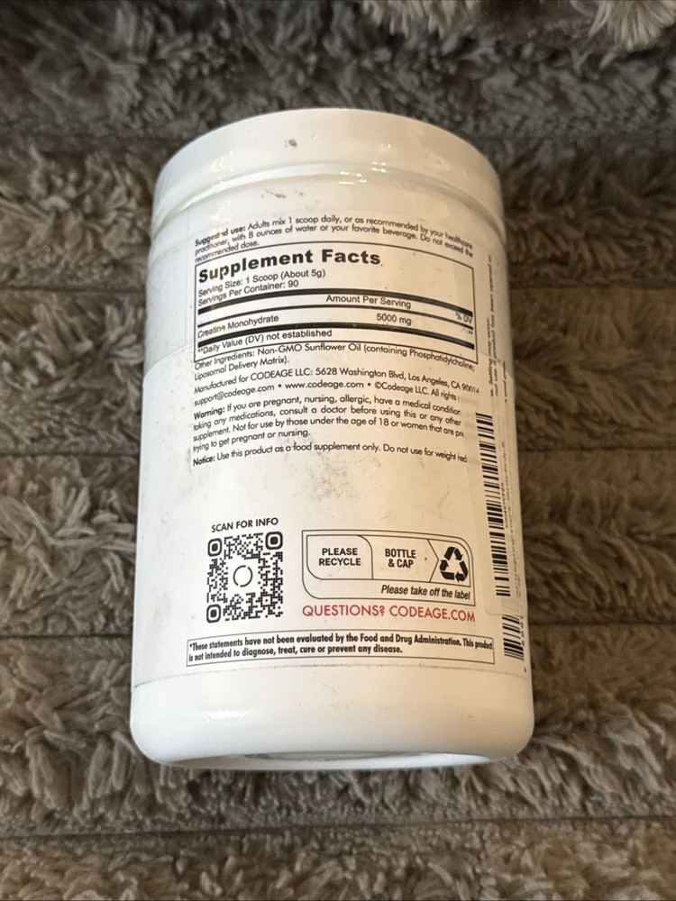 Codeage - Centurion - Liposomal Creatine Powder, Unflavored, 1 lb (455 g)