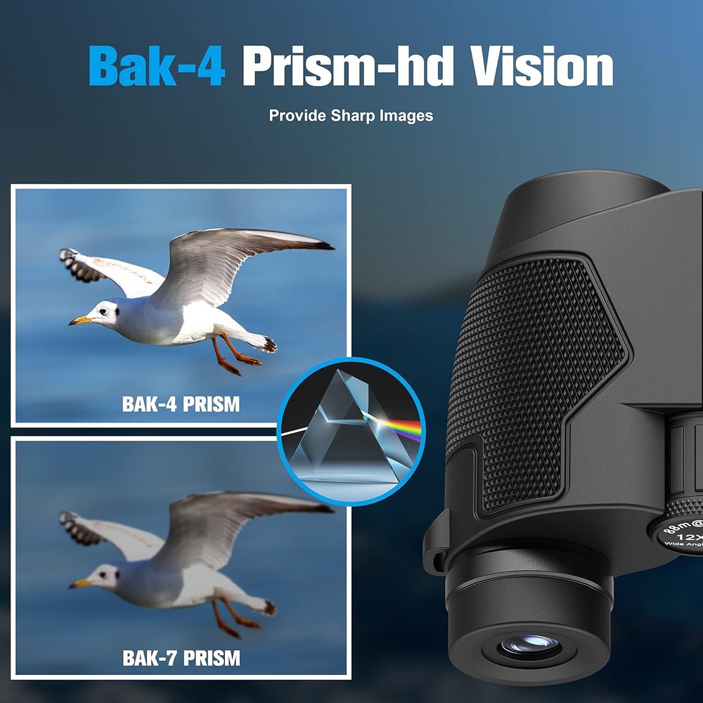 Binoculars 12x50 for Adults and Kids Night Vision Binoculars Compact Binocular