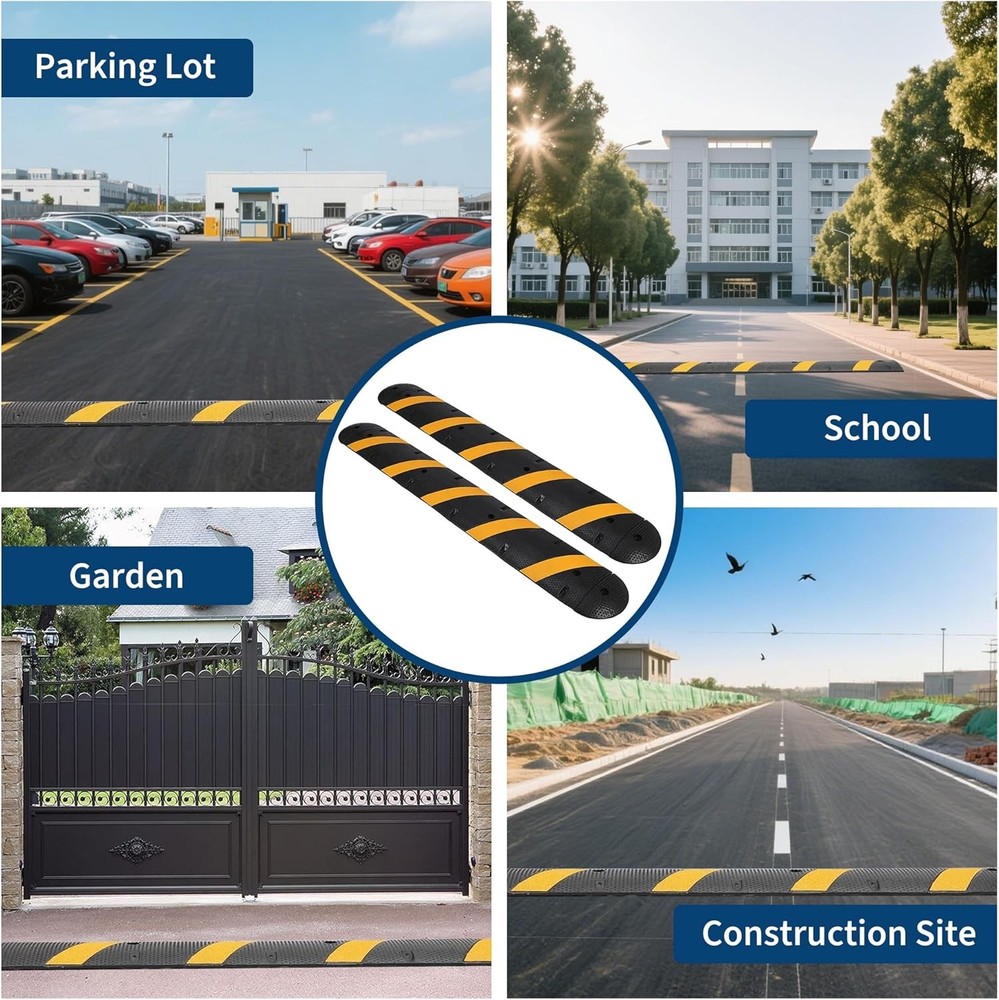 Rubber Speed Bump & 2-Channel Cable Protector Ramp, 1 Set (72") 6FT