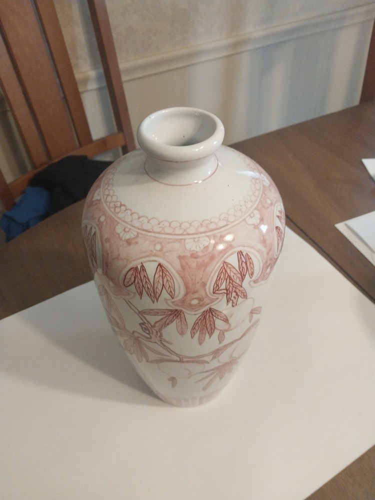 Lovely Hand Painted Flowers On Ceramic Vase