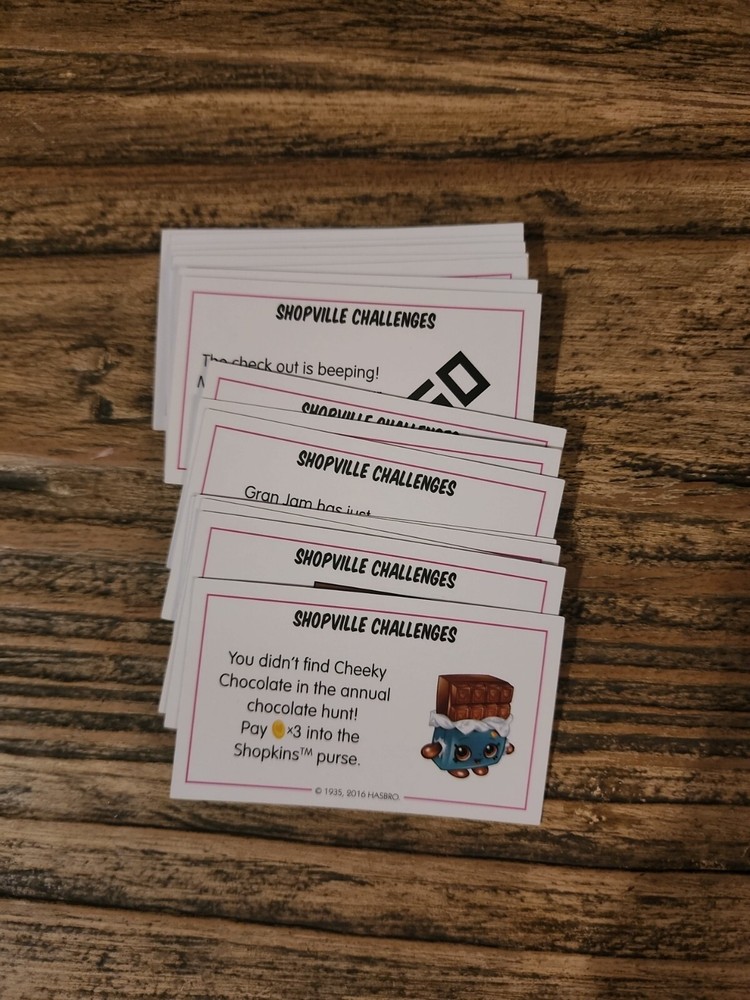 Monopoly Junior SHOPKINS Replacement 16 x Challenge Cards