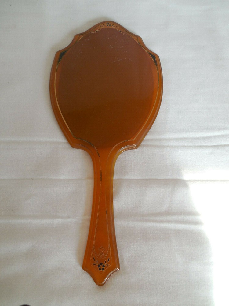 Vintage large bakelite hand mirror