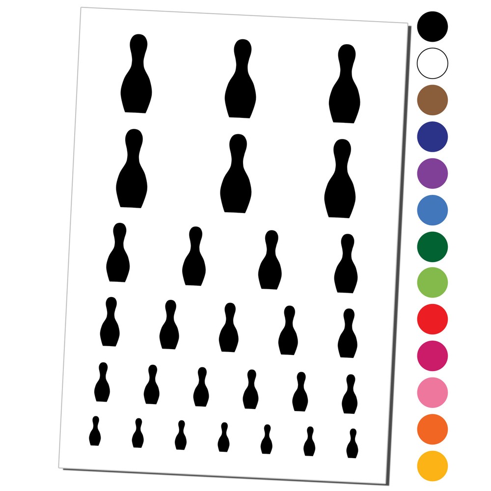 Bowling Pin Solid Temporary Tattoo Water Resistant Set