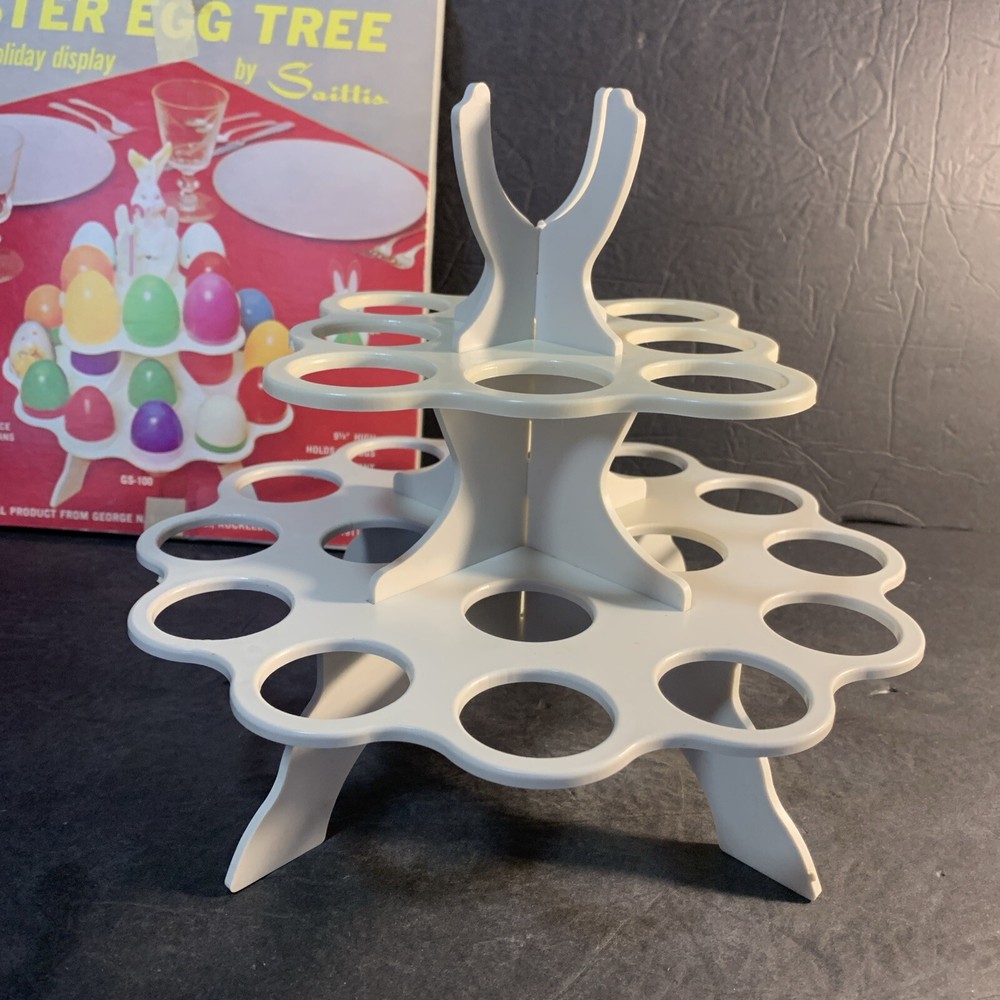 Vintage Saittis Easter Egg Tree Holiday Display With Box GS-100 Holds 25 Eggs