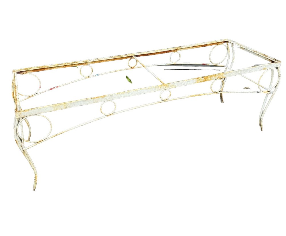 Vintage Wrought Iron White Outdoor Coffee Table