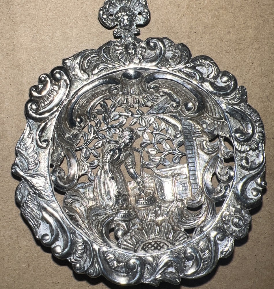 Antique Dutch Pierced Silver Bon Bon Spoon