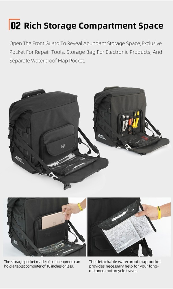 Rhinowalk Quick Release Saddle Bag 35L Waterproof with Lock Hole Molle System