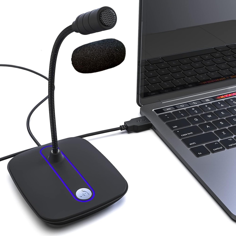 KLIM C4 Computer Microphone with Mute Button - USB Mic for Computer and Console