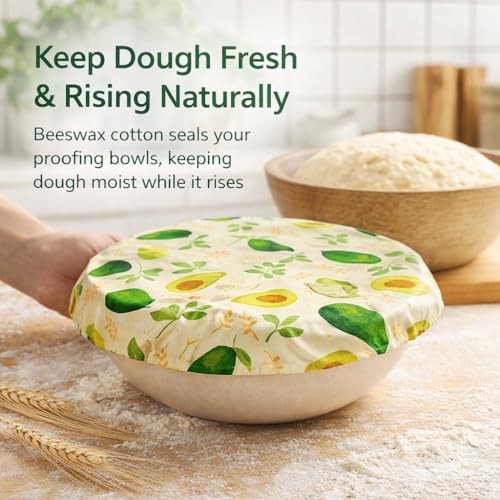 Beeswax Cotton Bread Proofing Covers – Reusable Dough 25CM(10in) Mode6-2pack