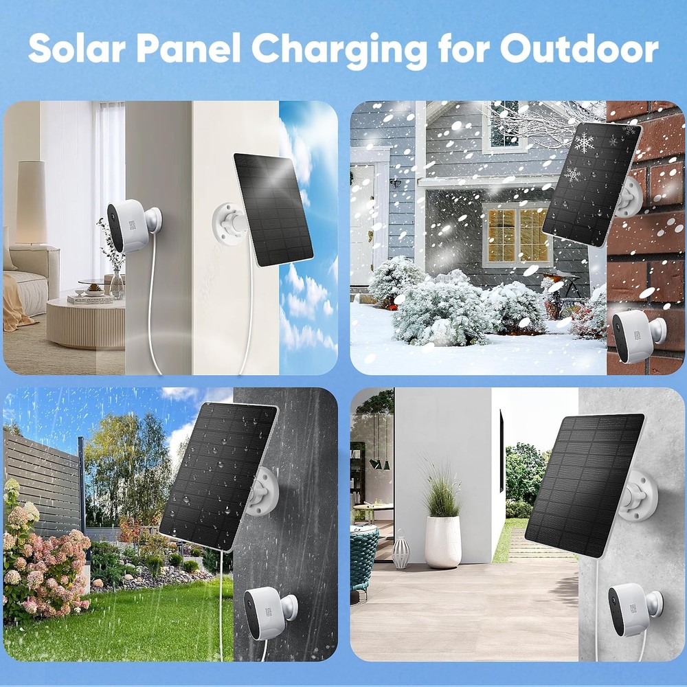 5W Solar Panel for Camera，Compatible with Spotlight Cam/Pro/Plus White