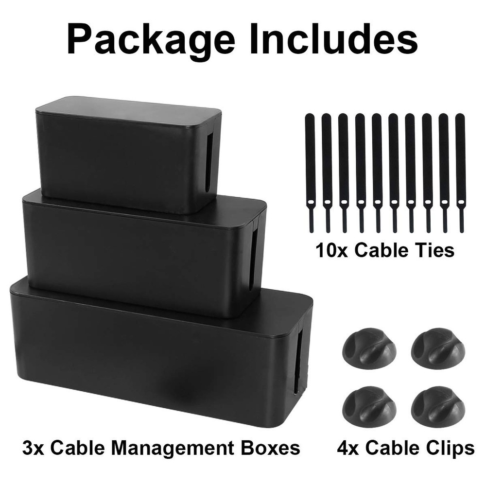 Cable Management - 3 Pack Cord Organizer for Desk - Large Medium Small Cable ...