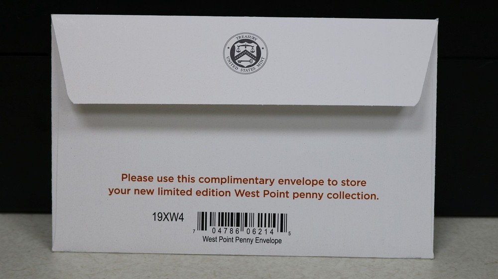 2019 W Proof Penny Lincoln Cent Envelope COA West Point #1490